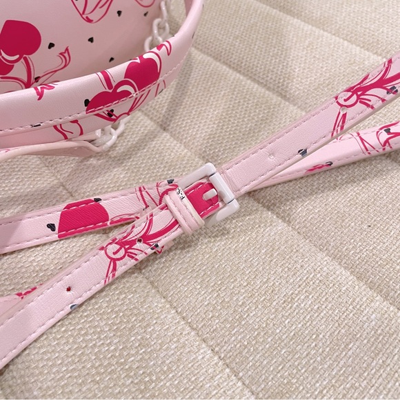 NEW Luv‎ Betsey Johnson Pink Bow LBCORAL Cherry Heart Baguette Shoulder Bag - Picture 7 of 8